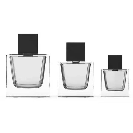 Wholesale Luxury Clear Square Glass Perfume Atomizer Bottle 30ml 50ml 100ml with Screen Printing Surface & Box
