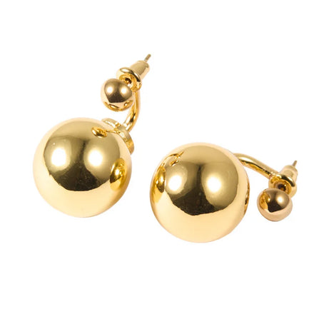 Wholesale Dainty High End Jewelry Gold Plated Stainless Steel Round Bead Stud Earrings for Women