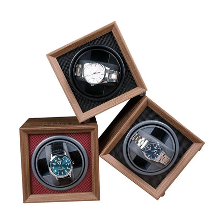Rotating Watch Winder for Single Automatic Watch Square Box with Quiet Motor Eco-Friendly Recycled Materials