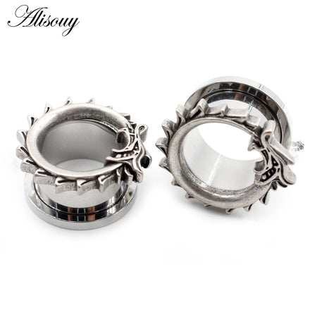 Wholesale 8-25mm Punk Stainless Steel Dragon Pulley Unscrew Ear Tunnels Plugs Expander Stretcher Gauges Body Wedding Gift
