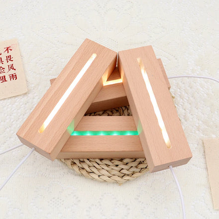 5.9 Inch Wooden Rectangle 3D Night Light 7-Color Changeable Touch Dimmer Clear Acrylic Stand Modern DIY Home Decor Handmade