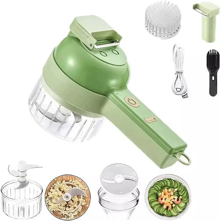Durable 4-in-1 Handheld Mini Electric Rotary Grater Cutter Vegetable Chopper Wireless Made of Durable Plastic