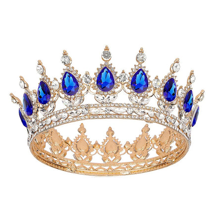 Wholesale Bridal Wedding Round Rhinestone Crown Tiara Princess Girl Metal Crystal Rhinestone Tiara for Graduation Birthday Party
