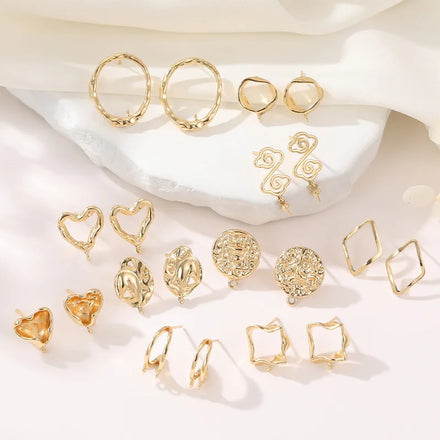 Wholesale DIY Earring Accessories 14K Heart Shaped Earrings Geometric Irregular Silver Post Jewelry Earrings Making Accessories