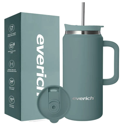 64oz Tumbler With Lid Straw Double Wall Insulated Vacuum Adventure Travel Mug Powder Coated Custom Logo Color