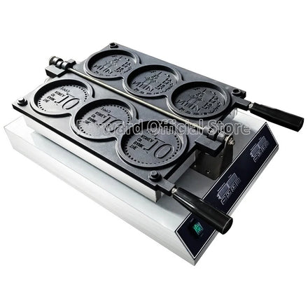 110V 220V Digital Computer Control Cheese Coin Waffle Machine Electric Golden Coin Waffle Cake Baking Household Stainless Steel