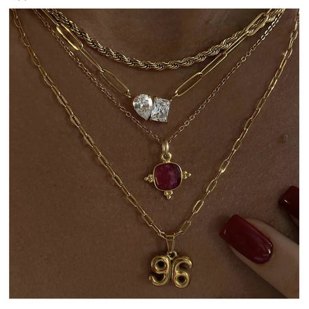 2024 INS Gold Plated Stainless Steel Zircon Drop Shaped Pendant Necklace for Women