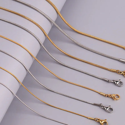 Wholesale Custom 18K Gold Plated Stainless Steel Jewelry Round Snake Stainless Steel Chain Necklace for Men Women