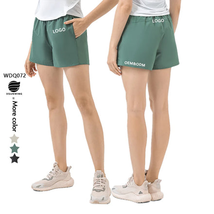 Xsunwing Female Breathable Fabric Cooling Feeling Sun Protection Shorts High Elastic Waist Quick Dry Running Yoga Pants WDQ072