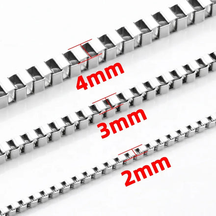 Wholesales New Trend Stainless Steel 2 mm Wide Box Chain DIY Jewelry Making & Jewelry Findings for Men and Women