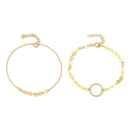 Fashion Jewelry 925 Sterling Silver Fashion Bracelets Chain Gold Plated Round Wafer Chain All-matching Silver Bracelets Women