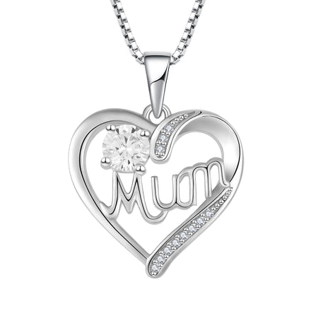 Hot Sell Fashion Love Heart Mom Necklace Birthstone Pendant Necklaces Birthday Mother'S Day Jewelry Gift for Women