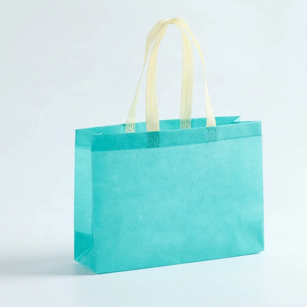 Unique Branding Eco-friendly Non-Woven Promotional Totes Custom Logo Color Geometric Pattern Open Top Backup Bag Travel Shopping