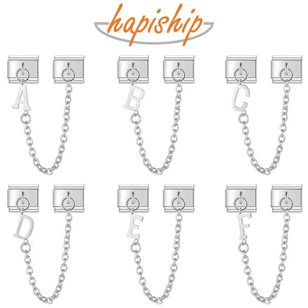 Hapiship 2024 Women Fashion New 26 Letter Chain Italian Charm Link Fit 9mm Bracelet Stainless Steel Making DIY Jewelry DJ1062