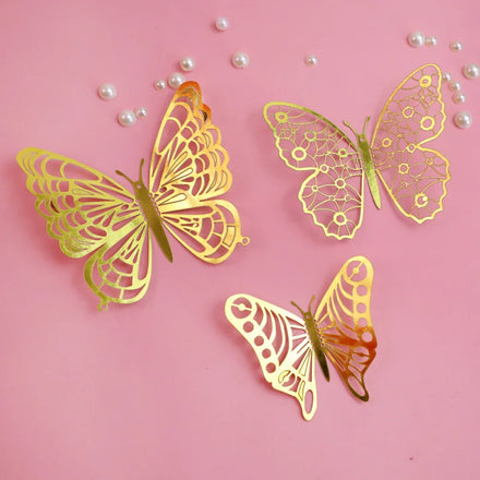Wholesale Price Cake Decorations Butterflies Party Supplies Birthday Decoration 3D Gold Butterflies Cake Topper