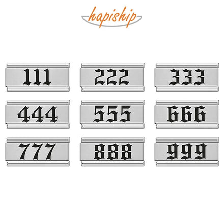 Hapiship 2024 New Hot Fashions Angel Number Charm Links Fit 9mm Bracelet Stainless Steel Making DIY Women Jewelry DJ1059