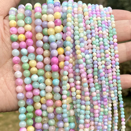 Factory Price 2/3/4/5/6mm Natural Colorful Shell Beads Round Spacer Loose Beads for Jewelry Making DIY Bracelets Accessories