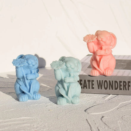 DIY Easter Flower Rabbit Aromatherapy Candle Silicone Mold 3D Little Daisy Rabbit Easter Plaster Candle Silicone Mold