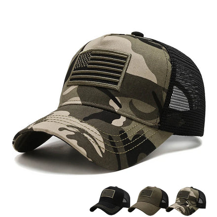 Custom Embroidered Logo USA American Flag Patch Cotton Sports Camo Baseball Cap Dad Trucker Hat