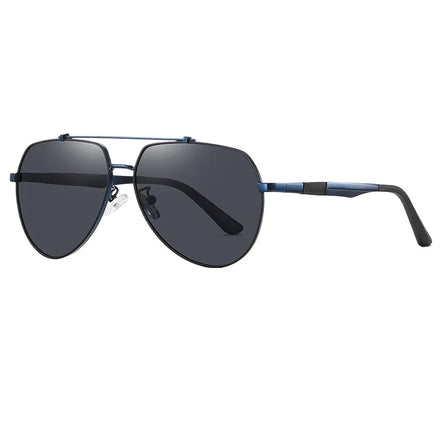 Feihong FH586322 New Fashion Metal Frog Polarized Sunglasses for Men Double Bridge Frame Spring Hinge TAC Lenses Fishing