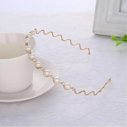 Latest Design Crown Bride Tiara Rhinestone Hairband Handmade Wedding Pearl Crystal Headband for Women Hair Band Head Accessories