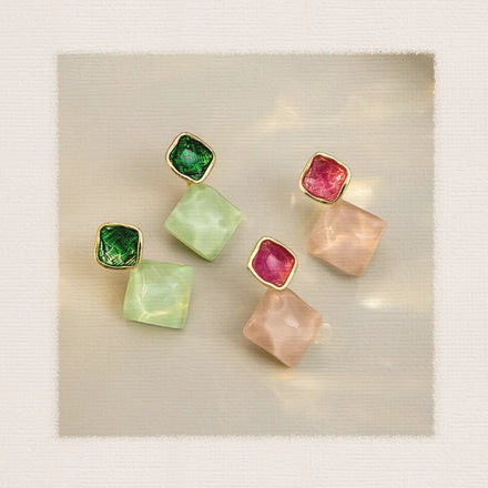 INS Colorful Minimalist Cute Geometric Enamel Stud Earrings Glittering Square Acrylic Stud Earrings for Women Girls