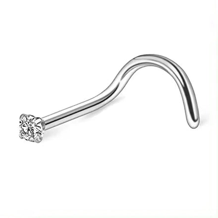 G23 ASTM F136 Titanium Piercing L & Fishhook Shape Nose Stud Zircon Inlay Labret Piercing Punk Style Body Piercing Jewelry
