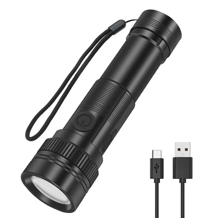 Boruit ST12 High Bright Zoom Focus Flashlights Portable Long Range 300 Meters Recharging Flashlight Mini Multiple Use Flashlight