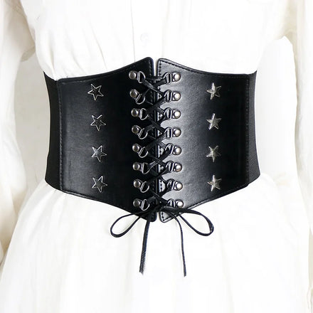 Punk Style Women's Elastic Wide Waistband Waist Cinching Tie Decorative Accessories