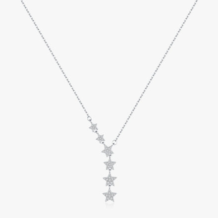 Twinkle Pentagram Y-Shape Pendant Necklace for Women 925 Sterling Silver Luxury Link Chain Necklace Wedding Fine Jewelry