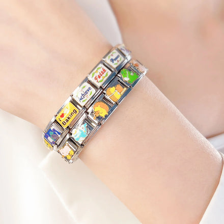 Hapiship 2024 Fashion Faith Power Achieve Travel Charm Italian Links Fit 9mm Bracelet Stainless Steel Making DIY Jewelry DJ661-B