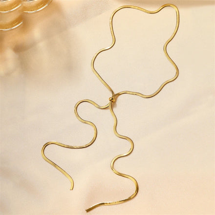 Vintage Jewelry Stainless Steel Necklace Double Chains Adjustable Drawable Necklace for Women Gold 18K