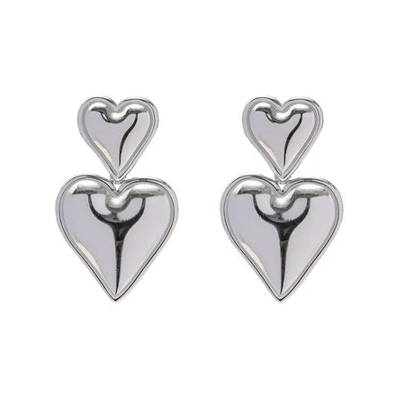 New Ladies Jeweries and Earing Stainless Steel Double Heart Drop Earring