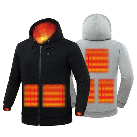 Heated Hoodie for Men and Women Heavyweight Full-Zip 320grams Cotton Hooded Heated Sweatshirt (Unisex)