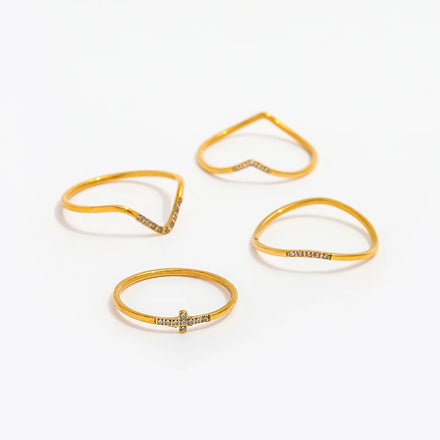 Fenny 18K Gold Plated Super Fine Geometric Irregular Zirconia Heart Arrow Ring Stainless Steel Wholesale Jewelry Form Women