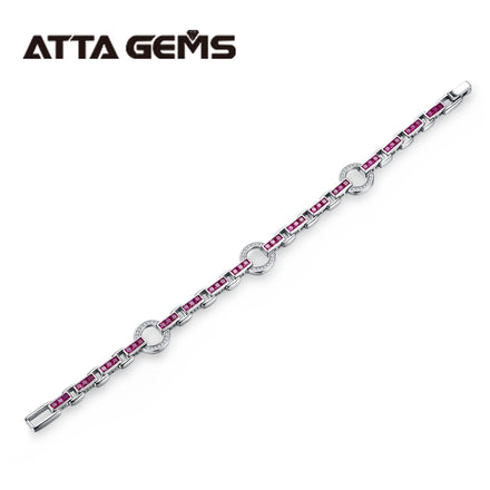 Charm Design Red Ruby Princess Shape Gold Plated Bracelet 925 Sterling Silver Gemstones Tennis Bracelet Women