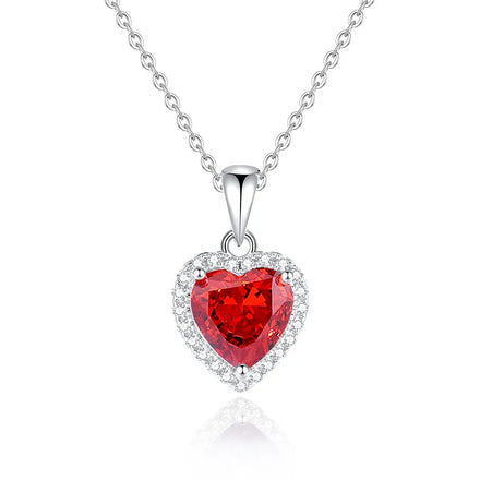Shining Luxury love Clavicle Chain 925 Sterling Silver Rhodium Plated Full Diamond Cubic Zirconia Heart Shaped Pendant Necklace