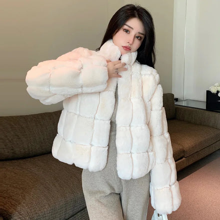 Fake Rabbit Fur Coat Autumn Winter New Korean Fake Fur Full Zipper Cardigan Coat Women Fake Fur Jackets