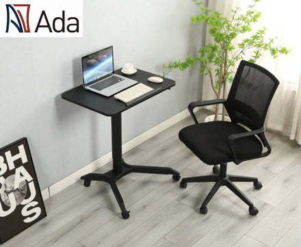 Ada Pneumatic Height Adjustable Home Office Movable Tiltable Standing Desk With 0-90 Flip Angle and Mobile Casters