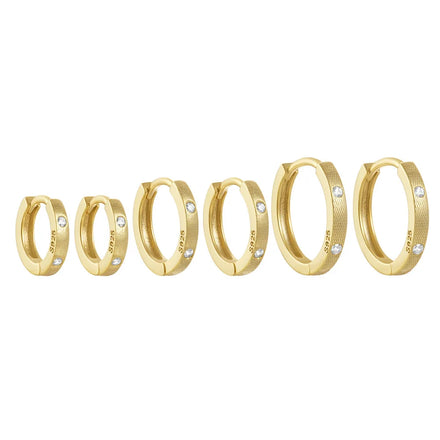 Fashion Earrings Jewelry 925 Sterling Silver Earrings Set 6mm/8mm/10mm Round Zircon Gold Plated Huggie Hoop Earrings Women Men