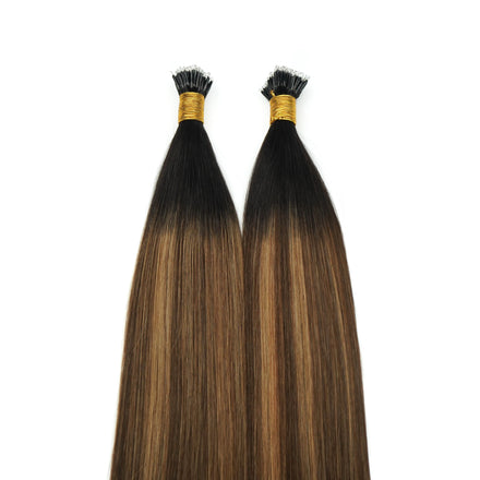 Premium Nano Tip Hair Extensions Superior Quality Remy Human Hair Balayage for Rooted Hair Color Russian Micro-link