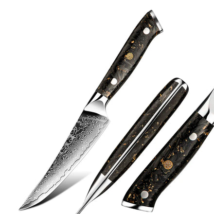5 Inch Damascus Steak Knives Set 4 Piece Restaurant Kitchen Knife Set Carbon Fiber Handle Beef Steak Knife Set with Box