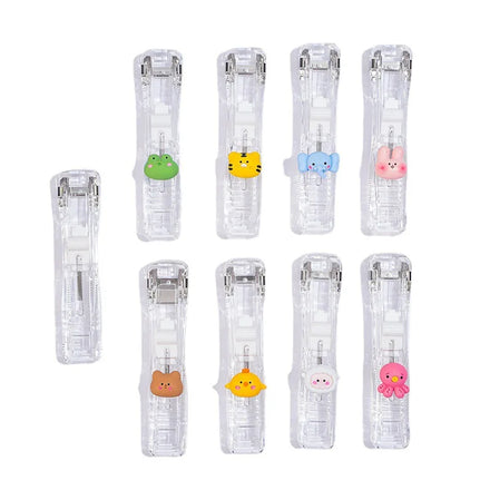 Ins Wind Cartoon Transparent Plastic Push Clip Learn Office File Organizer Creative Traceless Document Binder LIDEMEI MX7794