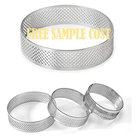 Baking Supplies Round Tart Ring Stainless Steel 5cm Porous Tart Ring Bottom Tower Pie Cake Mould Baking Tools Perforated Cake