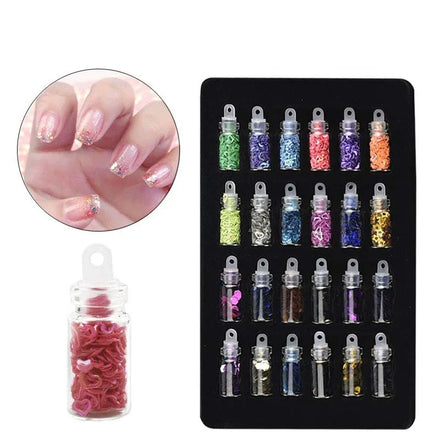 48 Color Glass Bottle Nail Decoration Sparkling Pink Sequins Hexagonal Caviar Nail Decoration Set Party Decoration