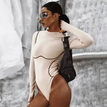 Autumn Women's New Long-sleeved Round Neck Seamless Jumpsuit for Women Streetwear Bodysuit