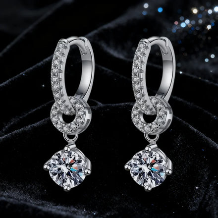 Unique Design Two Ways to Wear S925 Sterling Silver Moissanite Pendant Earrings for Women Gift
