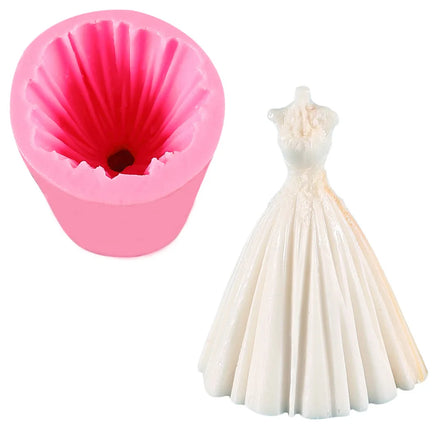 3D Wedding Dress Silicone Mold Soap Candle Chocolate Fondant Candy Mould Cake Baking Tools