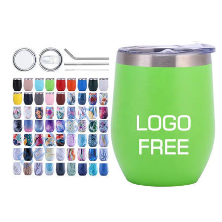 Beauchy Custom 12oz Stainless Steel Coffee Mug Swig Wine Glass Powder Coated Double Wall Vacuum Wine Tumbler Cups