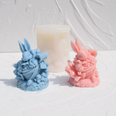 3D Cute Rabbit Plaster Gypsum Concrete Silicone Mold Easter Animal Bunny Epoxy Resin Casting Mold Art Craft